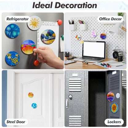 Engrowtic 50 Pcs Magnetic Painting Canvas Panel Mini Canvas Boards for Painting Mini Tile Art for Fridge Locker Art Crafts DIY(2.5 in,Round) - size: 2.5 in, style: Round