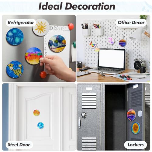 Engrowtic 50 Pcs Magnetic Painting Canvas Panel Mini Canvas Boards for Painting Mini Tile Art for Fridge Locker Art Crafts DIY(3 in,Round) - size: 3 in, style: Round