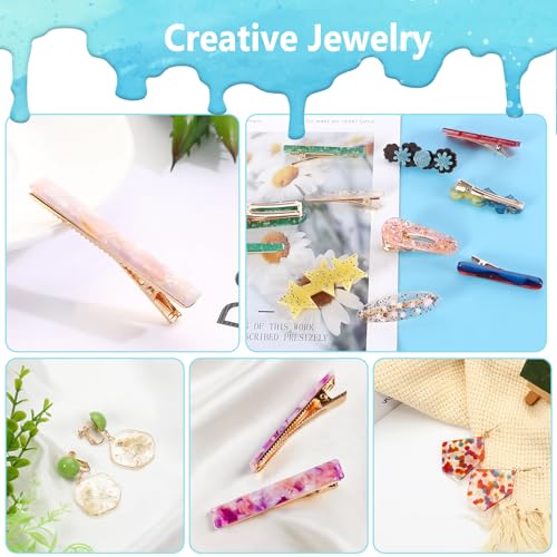 KISREL UV Resin Jewelry Making Kit, 400g Crystal Clear Resins with Light and Molds, DIY Jewelry Making Resin Kits, Resina Starter Kit for Keychain, Hair Clip and Earring - size: UV400g resin kit with light