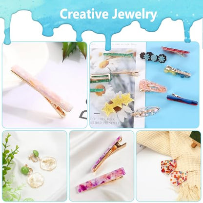 KISREL UV Resin Jewelry Making Kit, 400g Crystal Clear Resins with Light and Molds, DIY Jewelry Making Resin Kits, Resina Starter Kit for Keychain, Hair Clip and Earring - size: UV400g resin kit with light