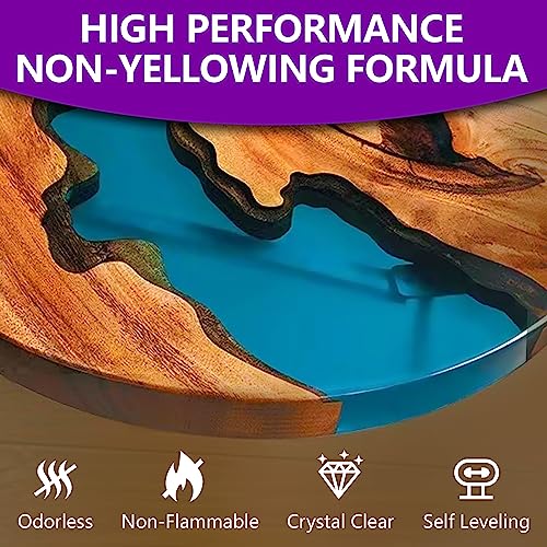 Epoxy Resin 72OZ, Upgraded Crystal Clear Resin Epoxy Food Safe, Self Leveling & Bubble Free Epoxy Resin with Anti-Yellowing for Coating, Casting, Molds, Jewelry Making, DIY - size: 72OZ