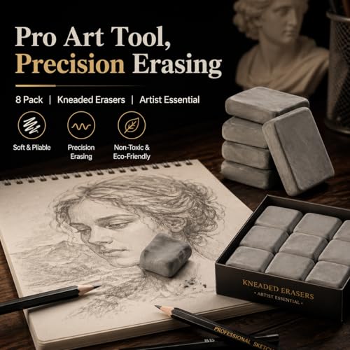 Kneaded Eraser, Erasers for Artists, Art Supplies, Flexible Foam Moldable Drawing Eraser, Reusable Absorbent Sketching Pencil Eraser, Blending Stump Tool for Painting Sketch Creation（2 Pack,Grey）
