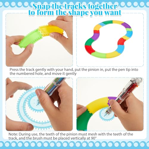 Chivao Spiral Art Kit Circle Stencils Drawing Tool Gear Geometric Ruler Circle Template Drawing Kit Plastic Spiral Curve Stencils with Pens Paper for Back to School Gifts DIY Crafts Sketch(Stylish) - style: Stylish