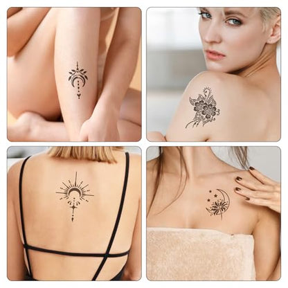 20 Sheets Temporary Tattoo Stencil Kit, Tattoo Templates for Real Tattoos Mehndi Stencils for Kids Teens Adults Body Paint