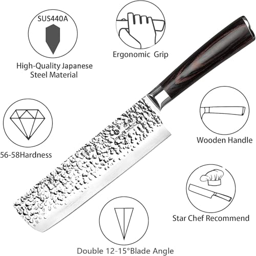 imarku Nakiri Knife, Razor Sharp 7 Inch Multipurpose Vegetable Japanese Chef Knife, High Carbon Stainless Steel Meat Cleaver, Gyutou Knife with Ergonomic Handle, Birthday Gift - color: Black with Espresso Brown