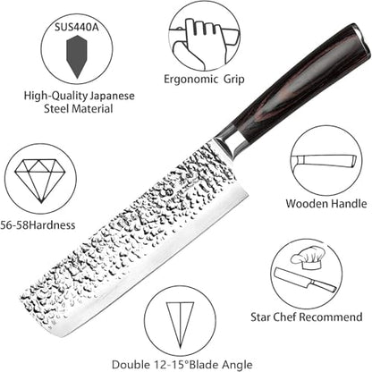 imarku Nakiri Knife, Razor Sharp 7 Inch Multipurpose Vegetable Japanese Chef Knife, High Carbon Stainless Steel Meat Cleaver, Gyutou Knife with Ergonomic Handle, Birthday Gift - color: Black with Espresso Brown