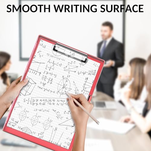 Sooez Clipboard with Storage, Heavy Duty Cleaview Clip Boards 8.5x11 with Dual Storage, Dry Erase Plastic Nursing Clipboard, High Capacity Clipboards Folder for Teacher Nurse, School & Office Supplies - color: Red