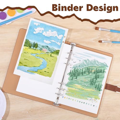 Prudiut 30 Sheets Watercolor Sketchbook, 140 lb/300 GSM Watercolor Journal Cold Press Paper for Painting, Drawing, Mixed Media(9.1x6.3 in, Brown) - color: Brown