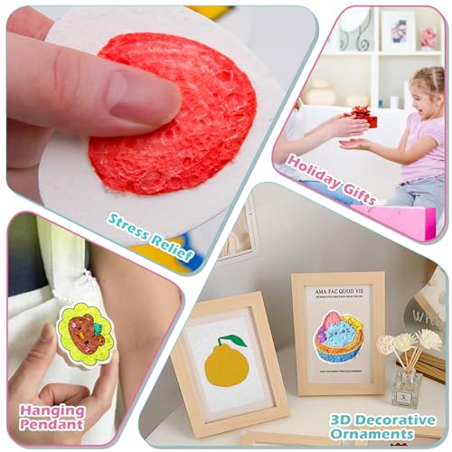 Meetory Magic 3D Foam Texture Painting Kit, Including 18 Pcs Foam Texture Paper, 12 Acrylic Paint Markers, 3 Watercolor Brush Pens(L,M,S),18 Bead Chains and 8 Pre-Designed Sticker Line Drawings