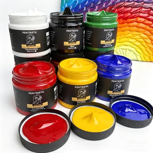 Heavy Body Acrylic Paint Set, 9 Colors (220ml/7.44oz) – Rich Pigment Artist Acrylic Paint for Canvas Painting, Wood, Ceramic, Stone – Professional Art Supplies for Adults, Artists & Crafters - color: 9 colours