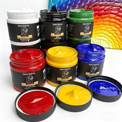 Heavy Body Acrylic Paint Set, 9 Colors (220ml/7.44oz) – Rich Pigment Artist Acrylic Paint for Canvas Painting, Wood, Ceramic, Stone – Professional Art Supplies for Adults, Artists & Crafters - color: 9 colours