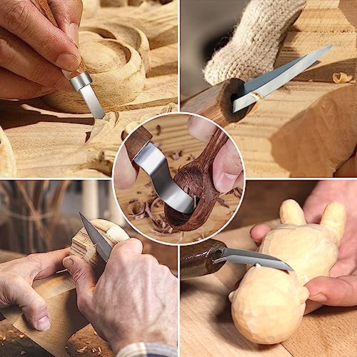 Tekchic Wood Carving Kit Deluxe-Whittling Knife, Wood Carving Knife Set, Wood Whittling Kit for Beginners, Carving Knife Woodworking Wood Carving Tools Set with Large Leather Case - color: Brown