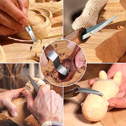 Tekchic Wood Carving Kit Deluxe-Whittling Knife, Wood Carving Knife Set, Wood Whittling Kit for Beginners, Carving Knife Woodworking Wood Carving Tools Set with Large Leather Case - color: Brown