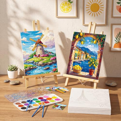 Sherr 12 Pcs Pre Drawn Canvas Pre Printed Canvas for Adults Sip and Paint Party Canvases Painting Kit for Summer Easter Mother's Day Party Favor(Natural Scenery,8 x 10 Inch) - size: 8 x 10 Inch, style: Natural Scenery,