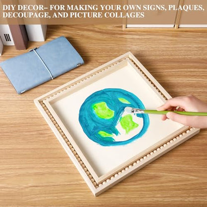 Wenqik 4 Pack Beaded Wood Canvas Panels Unfinished Wooden Blank Framed Signs Boho Style Panel Boards Square Plaques for DIY Crafts Painting Pouring Drawing Art Projects(12 x 12 Inch) - size: 12 x 12 Inch