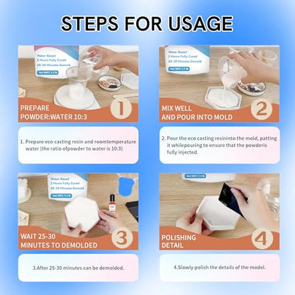 Resin Casting Powder 1000G,20-30 Minutes Demold Fast Curing,Easy for Crafts
