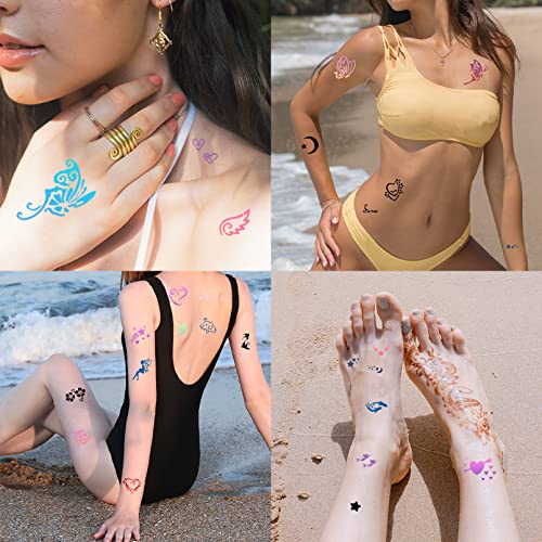 ChurlChurl 575pcs Temporary Tattoo Stencils, 20 Sheets Henna Tattoo Stencil Kit for Women Man Face Body Paint DIY Art Reusable Glitter Tattoo Stencils Pack