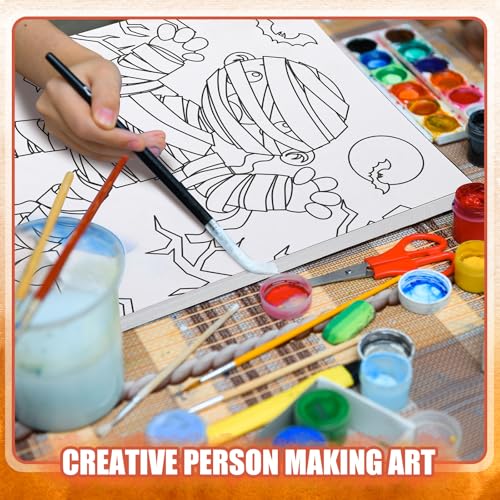 Sherr 20 Pcs Stretched Pre Drawn Canvas Afro Queen Black Art for Painting for Adults Outline Pre Drawn Stretched Cotton Canvas to Paint Party Set, 8 x 10''(Halloween) - style: Halloween
