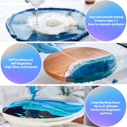 1 Gallon Epoxy Resin Kit, Crystal Clear and Hard Upgraded 2 Part Resin and Hardener for Casting Coating, Countertop, Table top, Art DIY Handcraft Jewelry - size: 1 Gallon