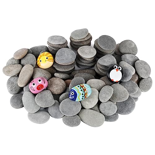 Simetufy 100Pcs 2"-3" River Rocks for Painting Bulk, Flat & Smooth Natural Stones for Arts & Crafts, Kindness, Decoration for Kids & Adults - size: 2-3in -100pcs