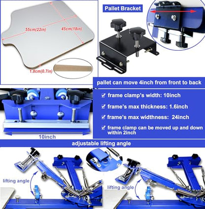 TECHTONGDA 6 Color 6 Station Screen Printing Press Kit with Flash Dryer UV Exposure Unit Washout Tank Squeegee Mesh Frame Accessories
