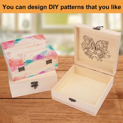 GNIEMCKIN 6 Pack Wooden Box, Unfinished Unpainted Wood Boxes for Crafts, DIY Projects, and Jewelry Storage (7x7x3 inch) - size: 6 Pack (7x7x3 inch)