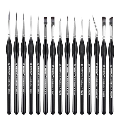 PANDAFLY Detail Paint Brushes Set, 15pcs Miniature Brushes for Fine Detailing & Art Painting - Acrylic, Oil, Watercolors & Paint by Number, Models, Face, Nail, Craft - size: 15 Size