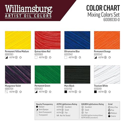 Williamsburg Artist Oil Colors by GOLDEN, Color Mixing Set, Professional Oil Paint