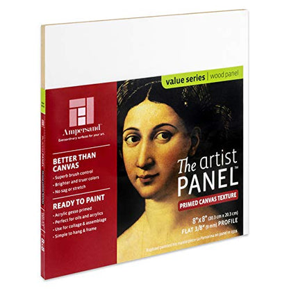 Ampersand Artist Panel Canvas Texture Surface for Painting, 3/8 Inch Depth, 8X8 Inch (AP9M088) - size: 8X8, style: 3/8" Flat