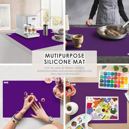 31.5" x 23.6" Extra Large Silicone Mat for Resin Casting, Epoxy and Crafts, Nonstick Silicone Sheet for Jewelry Casting Molds, Countertop Protector Mat Heat Resistant Placemats by Foepoge, Purple - color: Purple