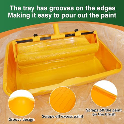 Voomey 18" Paint Roller kit，9 Piece 18 inch Paint Roller，18 Paint Roller Tray with Liner,Microfiber Paint Roller,Paint kit for House Painting - size: 18" Paint Roller Kit