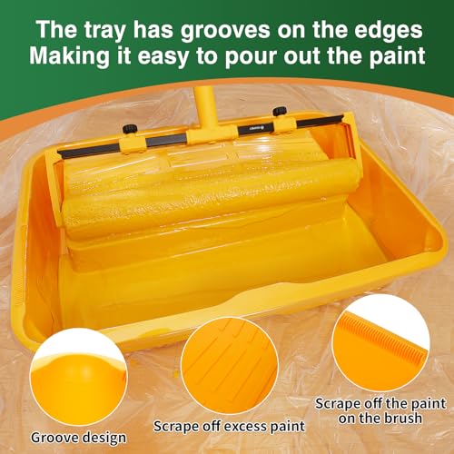 Voomey 18" Paint Roller Kit，10Pc Paint Roller Tray with Liner,12" 18" Microfiber Paint Roller,Paint Extension Pole，Suitable for DIY Interior Walls, Rooms - size: 18" Paint Roller Kit & Extension Pole