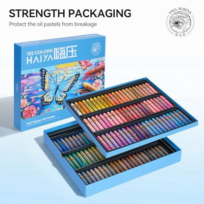Paul Rubens Oil Pastels Set - 132 Vibrant Colors, Ultra-Soft and Creamy Texture, Easy to Blend for Artists and Beginners - Bullet Head Design for Drawing, Painting, Sketching - New Packaging - style: 132 Basic Colors