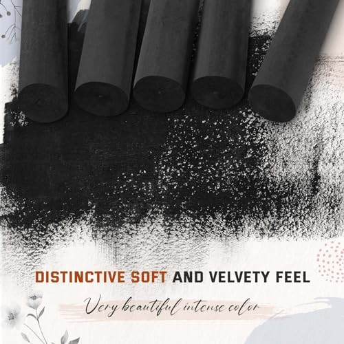 Gueevin 3 Pcs Jumbo Willow Charcoal Sticks 0.79-0.94 Inch Large Soft Willow Charcoal Chunky Drawing for Sketching Artist Supplies, Black