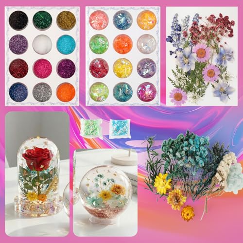 Epoxy Resin Kit with Light for Beginners, 34OZ Epoxy Kit with Dried Flowers, Measuring Cups and Resins Supplies, Resin Kit and Molds Complete Set DIY Crafts for Adults, Epoxy Set with Vase Mold - size: 34oz