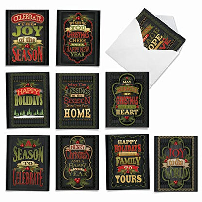 The Best Card Company - 10 Christmas Greeting Cards with Envelopes - Festive, Fun Assorted Holiday Notecards (4 x 5.12 Inch) - Chalk Up Another Holiday M2297 - style: Chalk up Another Holiday