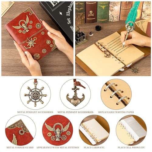 NC Quill Pen and Ink Set,with Quill Pen,Notebook,5 Replaceable Nibs,Ink,Pen Holder,Stamp,Spoon,Wax Beads, White Wax,Cup,Envelopes and Letter Paper Etc.Beautiful Gift Calligraphy Set.(Green) - color: Green