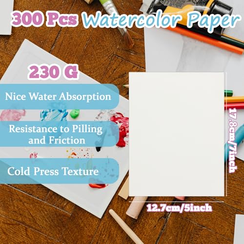 300 Sheets 5x7 Watercolor Paper Pad Cold Press Bulk Painting Paper - style: 5x7in-110LB/230GSM