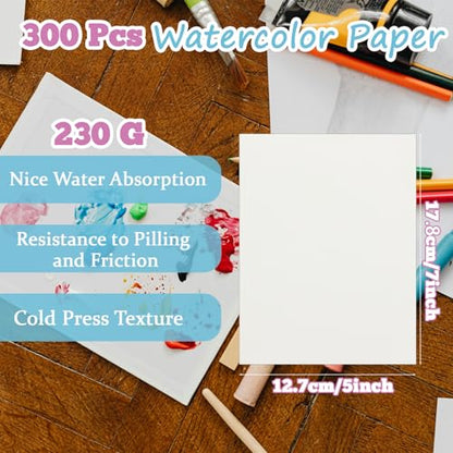300 Sheets 5x7 Watercolor Paper Pad Cold Press Bulk Painting Paper - style: 5x7in-110LB/230GSM