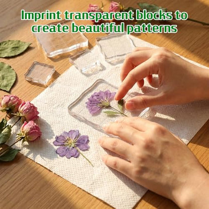 Acrylic Stamp Blocks, 5 Pieces Clear Stamping Blocks Tools with Grid Lines Assorted Sizes Stamping Tool for DIY Crafts, Card Making, Scrapbooking