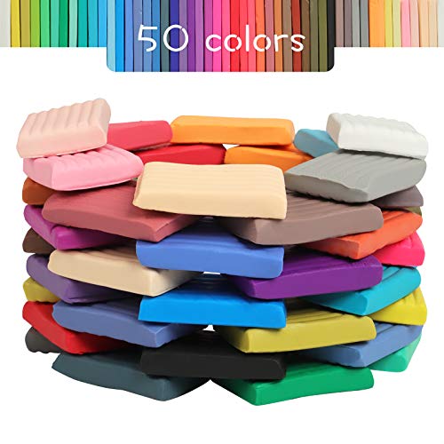 Aestd-ST Polymer Clay 50+50 Colors, DIY Modeling Clay for Kids, Oven Baked Model Clay, Non-Toxic, Non-Sticky,with Sculpting Tools, Halloween Christmas Gift for Children and Artists. (50+50 Colors)