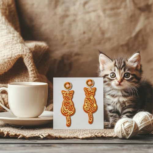 CHGCRAFT Cat Back View Clay Texture Mat Bohemian Polymer Clay Molds DIY Artistic Plant Clay Texture Tools for Clay Pottery Earring Jewelry Making Stamp Engraving Machines, 3.9x2.6inch - style: Artistic Plant