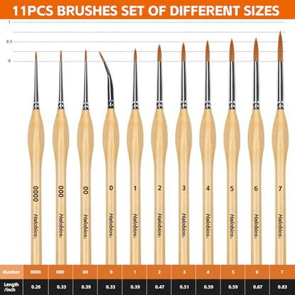 11 Pcs Fine Detail Paint Brush Set - Miniature Brushes with Ergonomic Wood Handles for Acrylic, Watercolor, Oil, Model Painting, Nail Art, Scale Models, Warhammer 40k, Face Painting - size: 11PCS Paint Brushes