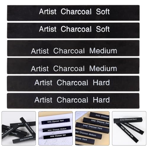 minkissy 6pcs Compressed Charcoal Sticks Shading Drawing Carbon Charcoal for Students Artists Sketching and Painting Art Supplies