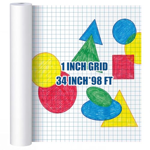 Jetec 1 Roll Large Grid Graph Paper Roll 1'' Grid 33.9 Inch x 98ft Sewing Pattern Paper for Drafting Quilting Drawing Sketching Classroom Teaching Supplies Gifts - color: 1'' Grid, size: 33.9 Inch X 98ft
