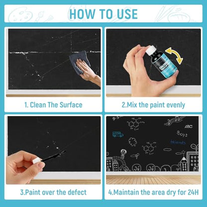 Chalkboard Paint Black Chalk Board Touch Up Paint for Wood, Metal, Glass, Wall, Plaster Boards Sign, Frame Any Surface Black Matte Finish, Acrylic Non-Toxic, Quick-Dry 30ml, 1.5oz - color: Matte Black, size: 1.5 Fl Oz (Pack of 1)