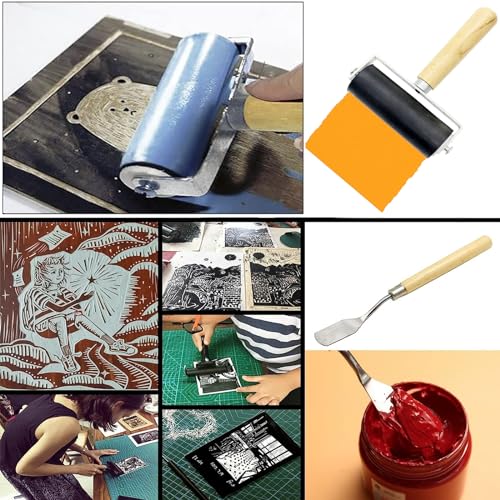 8 Pack Rubber Roller - Brayer Rollers with 3 Size for Crafting Brayer Rollers for Printmaking Brayer Tool Paint Brush Ink Applicator Art Craft Oil Painting Tool 2.4 in,4 in,5.91 in (8 Pack) HRJZF