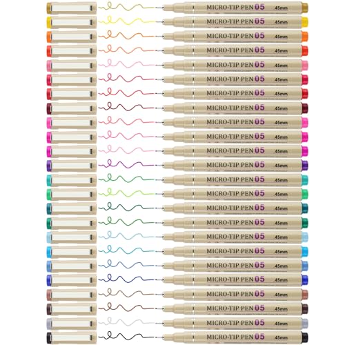 [24 Colors] 05 Micro, Fineliner Pen Set Ink, Fine Point Pen,Multi-liner, Sketching, Anime,Artist Illustrating/Technical Drawing, Office Documents… - color: 24 Colors