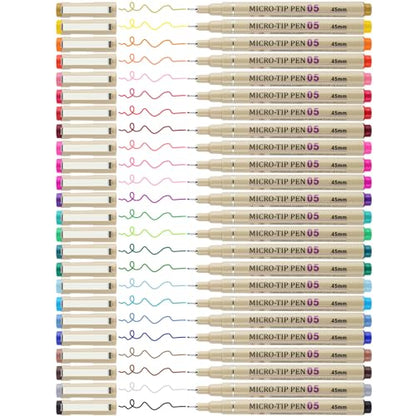 [24 Colors] 05 Micro, Fineliner Pen Set Ink, Fine Point Pen,Multi-liner, Sketching, Anime,Artist Illustrating/Technical Drawing, Office Documents… - color: 24 Colors