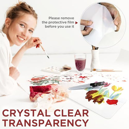 DUGATO Clear Acrylic Paint Palette, 2-Pack Rectangle Trays, 15.7 x 11.8 in | Medium Size Palette, Crystal-clear Acrylic, Non-stick Surface, Easy to Wipe Clean, Suitable for Acrylic, Oil & Watercolor - size: Rectangle 11.8 x 7.8 inches 2pcs